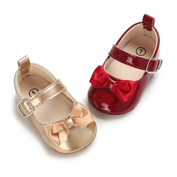 Yoyauz Baby Girl Mary Jane Shoes Anti Slip Rubber Sole Ballet Slippers Princess Dress Wedding Shoes Newborn Kids Shoes Toddler Shoes(0-12 Month)