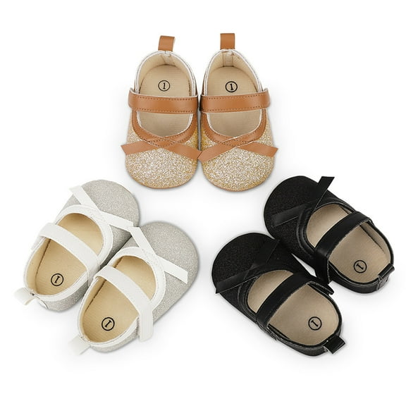 Yoyauz Baby Girl Mary Jane Shoes Anti Slip Rubber Sole Ballet Slippers Princess Dress Wedding Shoes Newborn Kids Shoes Toddler Shoes（0-12 Month）