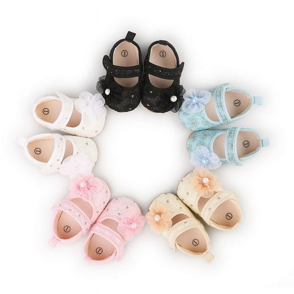 Yoyauz Baby Girl Mary Jane Shoes Anti Slip Rubber Sole Ballet Slippers Princess Dress Wedding Shoes Newborn Kids Shoes Toddler Shoes（0-12 Month）