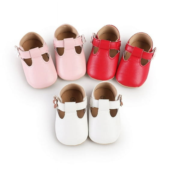 Yoyauz Baby Girl Mary Jane Shoes Anti Slip Rubber Sole Ballet Slippers Princess Dress Wedding Shoes Newborn Kids Shoes Toddler Shoes（0-12 Month）