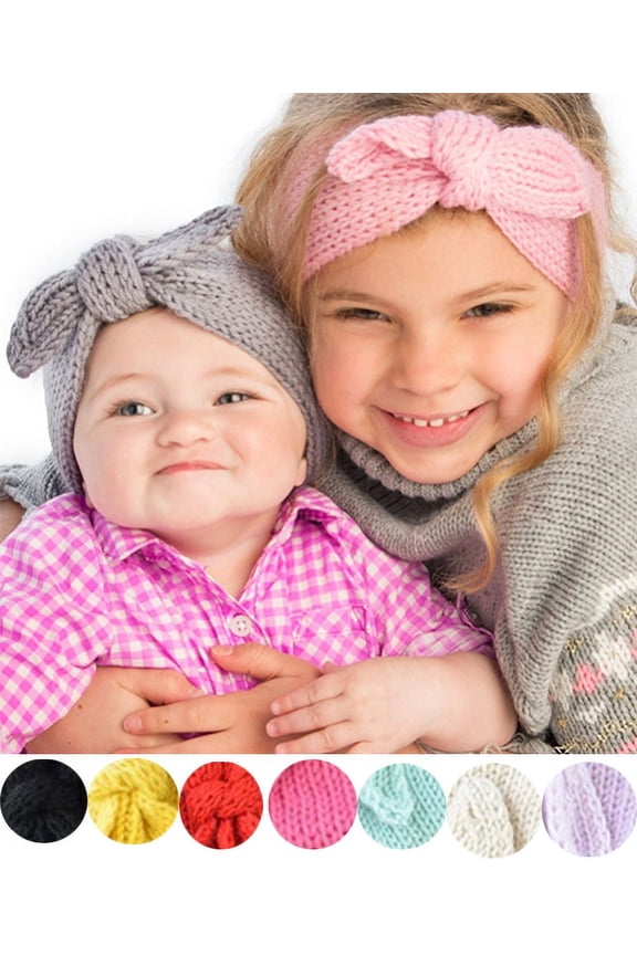 Bandana Baby Girl - Warm Rabbit Knot Headband, Knitted Bandana for Newborns, Toddlers & Children (One Size (2 Months to 7 Years)
