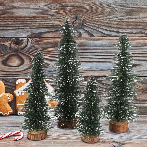 Yoyauz Bottle Brush Trees,Desktop Pine Tree Small Pine Tree with Wooden Bases Christmas Bristle Brush Tree for Xmas Holiday Party Home Tabletop Tree Decor