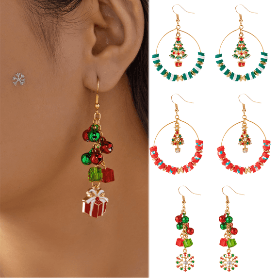 Yoyauz Christmas Earrings For Ladies Christmas Trees Snowflakes Bows Bells Lightweight Earrings Cute Christmas Parties Jewelry Gifts