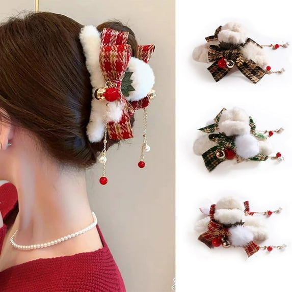 Yoyauz Christmas Hair Clip For Women, Christmas Tree Snowman Santa Claus Winter Strong Grip Clip, Suitable For Thick And Fine Hair Acrylic Hair Clip