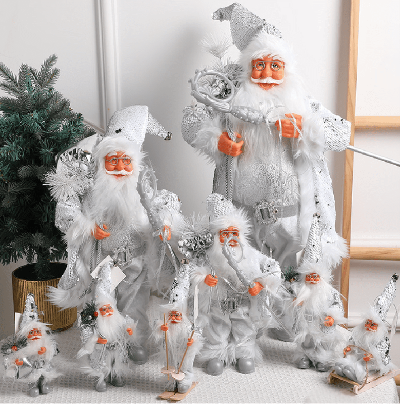 Silver Santa Yoyauz Christmas Santa Hand Crafted White Silver Coat Santa Claus ...