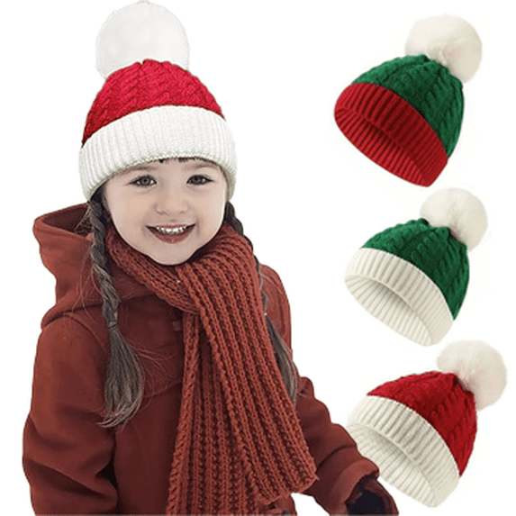 Yoyauz Christmas Santa Hat for Toddler Baby Soft Warm Baby Beanie Knit Hat