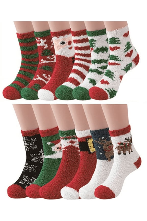 Christmas Stocking Slippers - Plush Socks for Women, Colorful Warm Fluffy Socks Christmas Socks for Women, Winter Indoor Comfort Socks, Great Christmas Gifts for Women