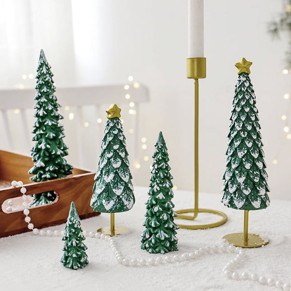 Yoyauz Christmas Tree Figurines, Resin Christmas Tree Home Decor, Tabletop Christmas Tree, Decorative Xmas Trees for Christmas Decorations Indoor Mantle Centerpieces