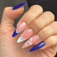 thumbnail image 1 of Yoyauz Coffin Pressed Nails Fake French Nails Full Coverage Acrylic Fake Nails for Ladies & Girls 24PCS（Blue）, 1 of 1