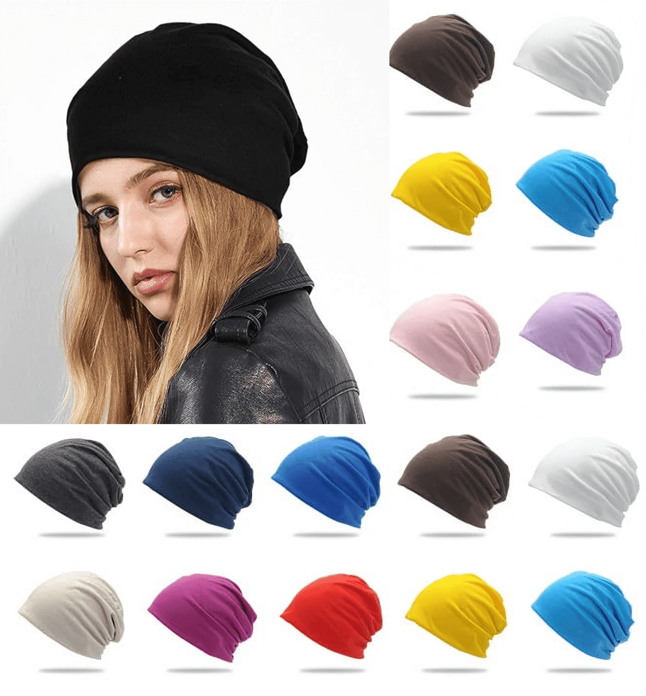 100% Cotton Lightweight Slouchy Beanie Hat for Women Men Cotton Slouchy Tone Knit Beanie Winter Warm Ski Hip-hop Hat  main image 3