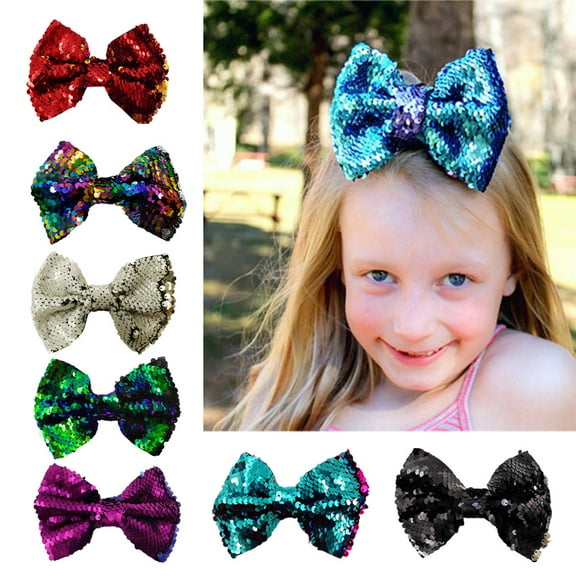 Yoyauz Double-sided Glitter Bow With Crocodile Hair Clip Sparkle Glitter  Hair Bow Suitable For girls, Toddlers, Children