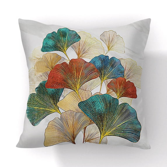 Yoyauz Gingko Leaf Printed Peach Pillowcase Green Gold Leaf Home Sofa Decoration Cushion Cover Cushion Cover