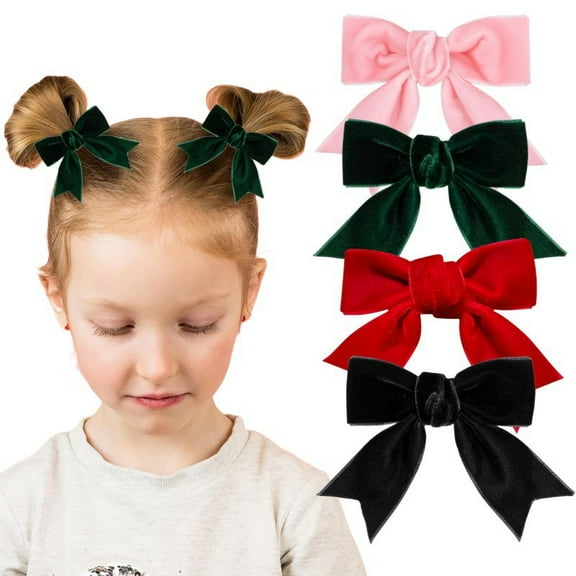 Yoyauz Girl Christmas Bow, 2 Velvet Bow Hair Clips Girl Fable Hair Accessories
