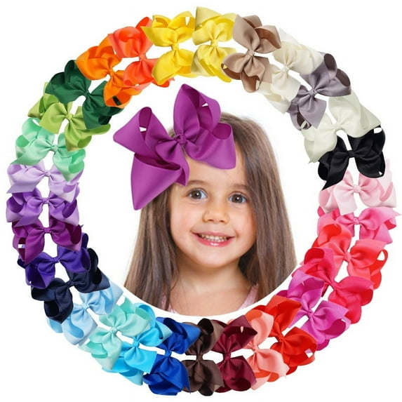 Yoyauz  Hair Accessories For Girls 30 Colors 6 Inch Grosgrain Ribbon Hair Accessories Bow Clip Crocodile Clip Hair Clips Hair Accessories Back To School Party Photography Christmas Travel
