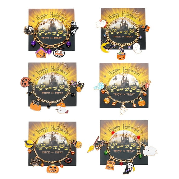 Yoyauz Halloween Bracelet Pumpkin Spider Ghost Pendant Bracelet Adjustable Alloy Girls and Women Halloween Party Costume Accessories Gift