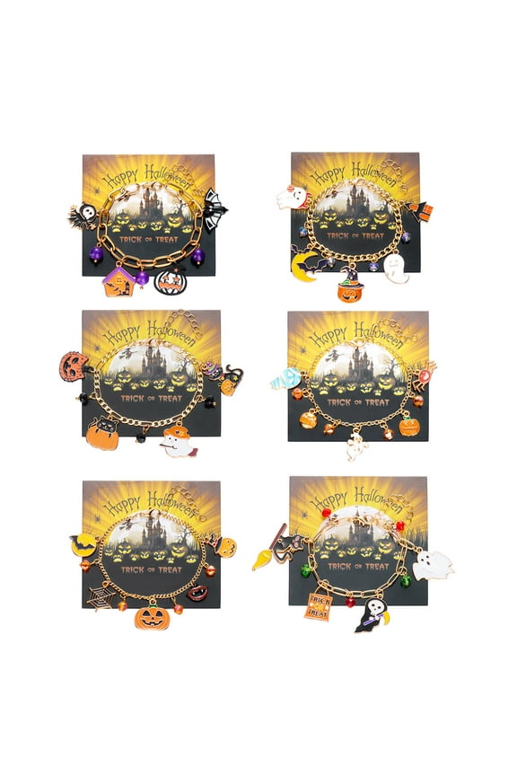 Halloween Bracelet Pumpkin Spider Ghost Pendant Bracelet Adjustable Alloy Girls and Women Halloween Party Costume Accessories Gift