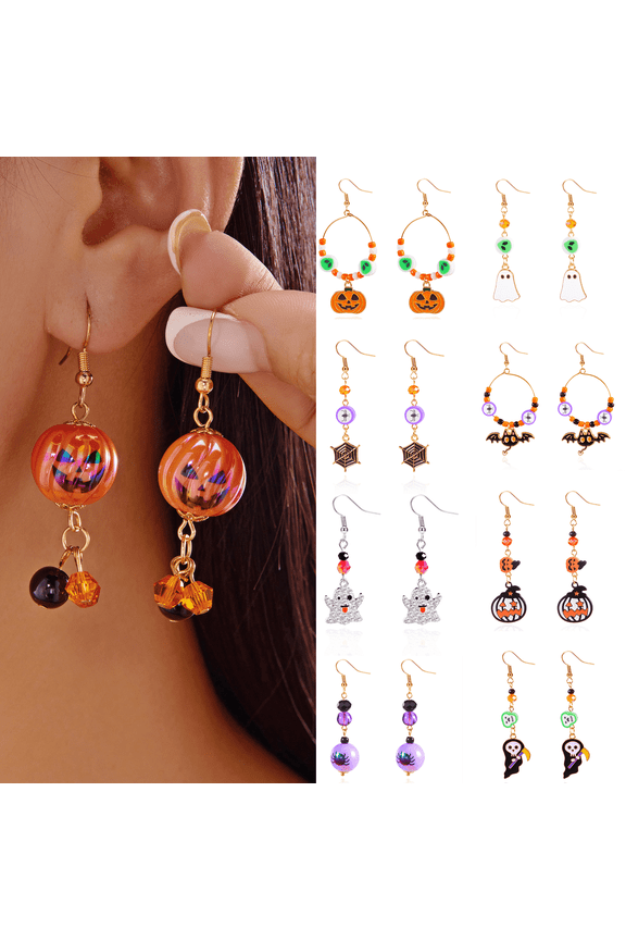 Halloween Earrings for Women, Spider Web Pumpkin Ghost Bat Earrings, Halloween Costume Accessories, Makeup Party Gifts