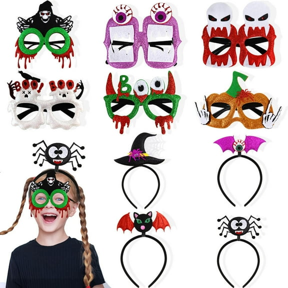 Yoyauz Halloween Party Glasses Halloween Headband Glitter Festive Glasses Frame Halloween Decoration Accessories Costume Glasses Halloween Party Holiday Gifts