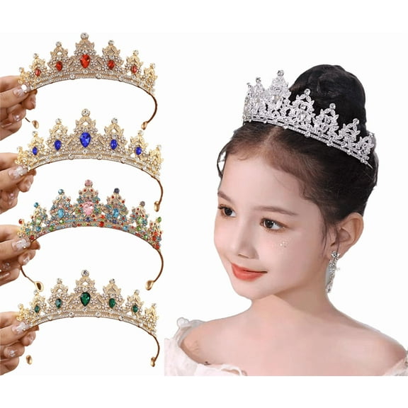 Yoyauz Kids Crystal Headgear for Kids Girls Princess Outfit Rhinestone Crown Headband Wedding Hair Ornament Birthday Sacrament Pageant Halloween Christmas Cake Decoration Gifts