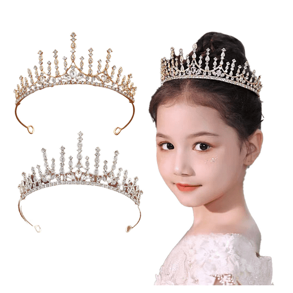 Yoyauz Kids Crystal Headgear for Kids Girls Princess Outfit Rhinestone Crown Headband Wedding Hair Ornament Birthday Sacrament Pageant Halloween Christmas Cake Decoration Gifts