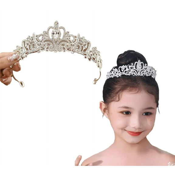 Yoyauz Kids Crystal Headgear for Kids Girls Princess Outfit Rhinestone Crown Headband Wedding Hair Ornament Birthday Sacrament Pageant Halloween Christmas Cake Decoration Gifts