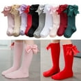 thumbnail image 1 of Yoyauz Knee High Enough Socks For Girls Bow Stockings For Babies And Toddlers Cotton Ruffles Uniform Leggings, 1 of 7