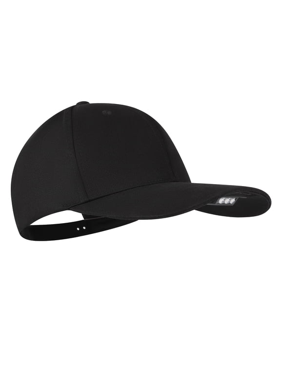 LED Baseball Cap Rechargeable Baseball Cap with USB Cable and Battery Cotton Adjustable Lightweight Cap for Fishing Jogging Camping and Hand Made Black