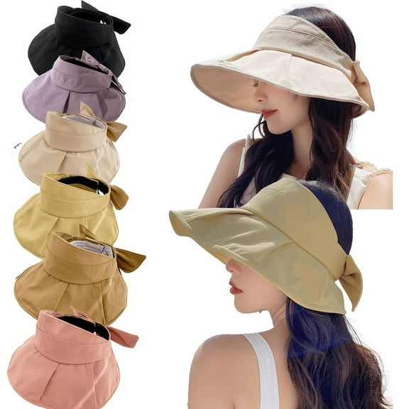 Yoyauz Ladies' Sun Hat With Wide Brim, Ponytail, Hole Uv Protection, Summer Hat Foldable Upf 50+For Outdoor Travel