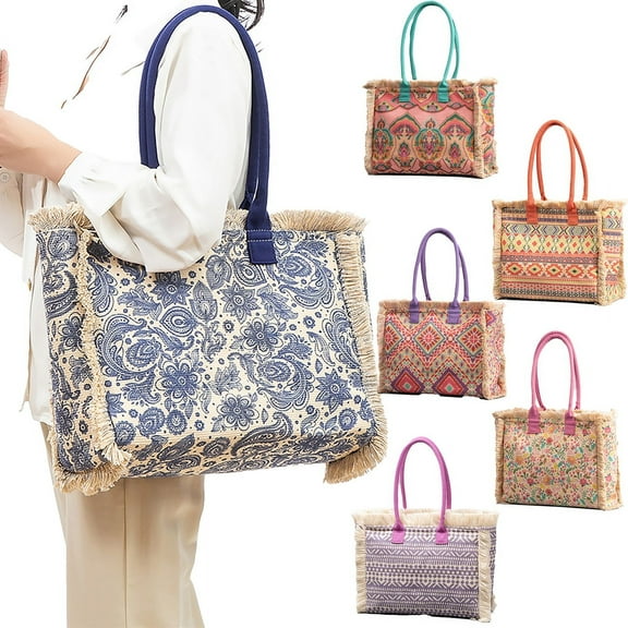 Yoyauz Ladies' Tote Bag Canvas Beach Tote Bag With Zipper Large Shoulder Backpack Handbag, Suitable For Travel, Work, Gym