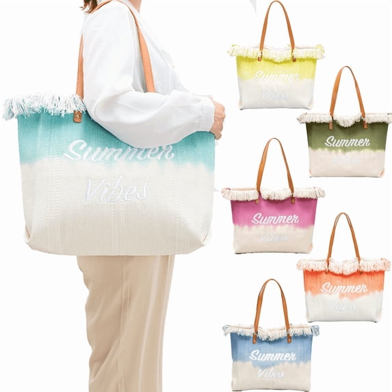Yoyauz Ladies' Tote Bag Canvas Beach Tote Bag With Zipper Large Shoulder Backpack Handbag, Suitable For Travel, Work, Gym