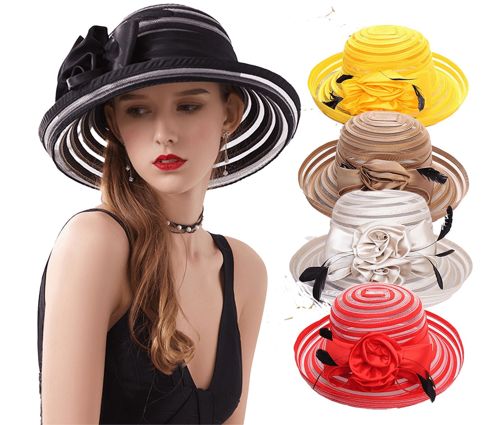 Yoyauz Large Brim Hats Organza Hats Summer Beach Hats Tea Party yoyauz-large-brim-hats-organza-hats-summer-beach-hats-tea-party