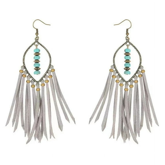 Yoyauz Leather Tassel Earrings Bohemian - Lightweight Genuine Leather Tassel Earrings Pendant, Handmade Western Earrings Cowgirl Women