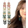 thumbnail image 1 of Yoyauz Long Beaded Tassel Earrings Bohemian Native Tassel Earrings Handmade Seed Beads Tribal Pendant Earrings Bohemian Multicolor Crystal Beaded Tassel Earrings Women's Women, 1 of 6