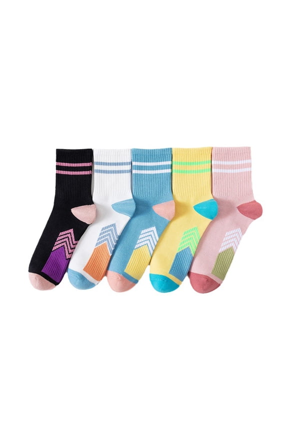 Men's and Women's Cycling Socks, 5 Pieces Of Running Socks, Colored Sports Socks, Ankle Sports Socks