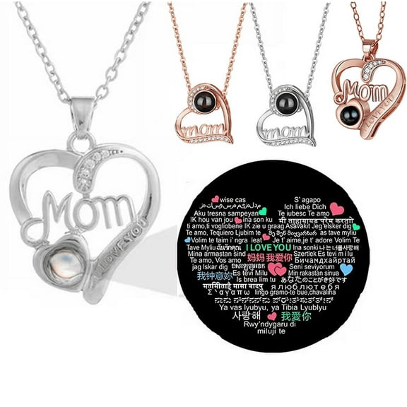 Yoyauz Mother's Day Necklace For Mothers. I Love You In 100 Languages. Projection Necklace Suitable For Women, Mothers, Wives, Anniversaries