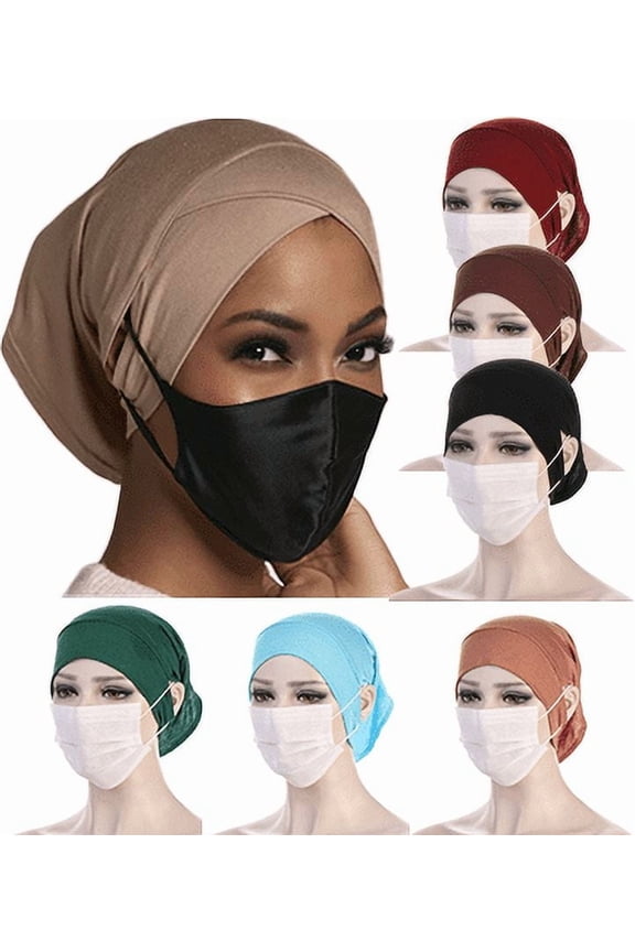Muslim Under Scarf with Ear Hole Stretch Jersey Inner Hijabs Tube Caps for Islamic Women Turban Bonnet