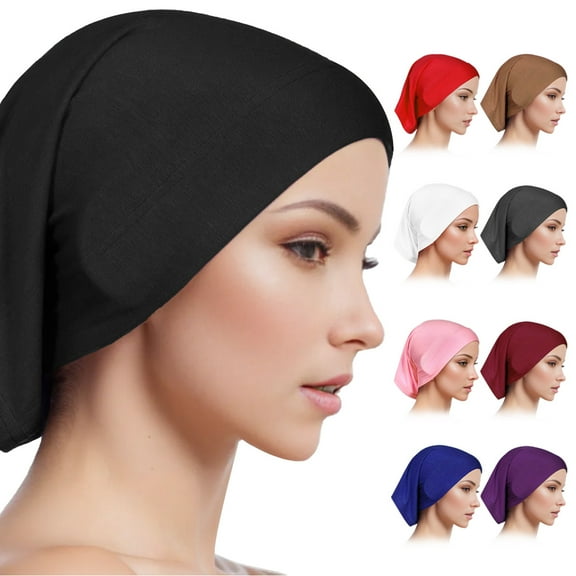 Yoyauz Muslim Women Wearing Headscarf Hat, Solid Color Headscarf Hat, Elastic And Breathable Lower Cover, Fully Covered Lower Pipe Cap