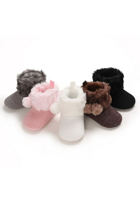 Newborn Cotton Booties Anti-Slip Soles For Toddlers  Boys Girls  Babies Winter Warm Wool Comfortable Sock Shoes （0-12 Month）