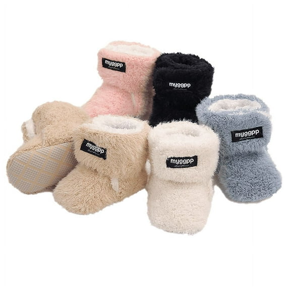 Yoyauz Newborn Cotton Booties Anti-Slip Soles For Toddlers Boys Girls Babies Winter Warm Wool Comfortable Sock Shoes 0-12M