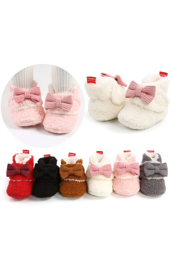 Newborn Cotton Booties Anti-Slip Soles For Toddlers Boys Girls Babies Winter Warm Wool Comfortable Sock Shoes （0-18 Month）