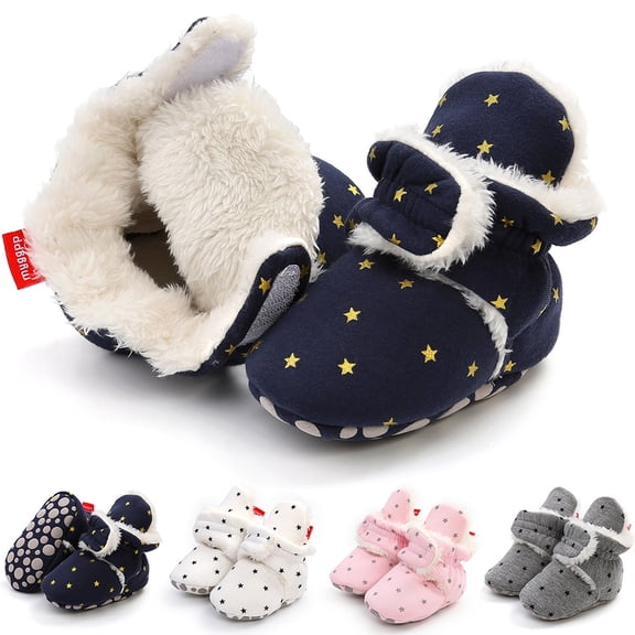 Yoyauz Newborn Cotton Booties Anti-Slip Soles For Toddlers  Boys Girls  Babies Winter Warm Wool Comfortable Sock Shoes