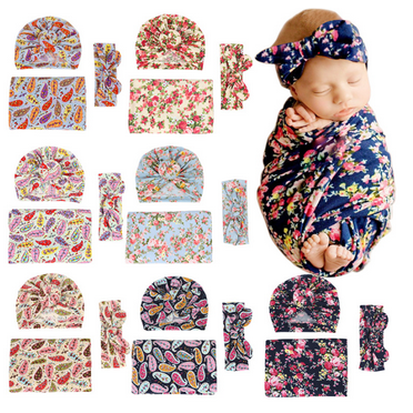 Yoyauz Newborn Floral Blanket Newborn Baby Swaddling Headband Sleeping Bag Toddler Warm