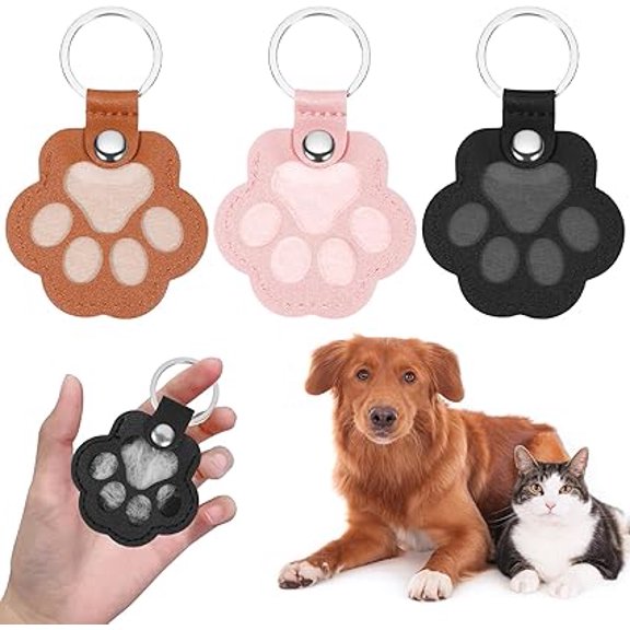 Yoyauz Pet Claw-Shaped Leather Keychains, Pet Fur Keychains, Pet Commemorative Gift Keychains, And Handmade Cat And Dog Fur Key Racks