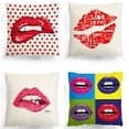 thumbnail image 1 of Yoyauz Red Lips, Cartoon Pillowcases, Cotton Linen Pillowcases, Decorative Soft Bags, Cushion Covers, Square Pillowcases, 18 "x 18", 1 of 4