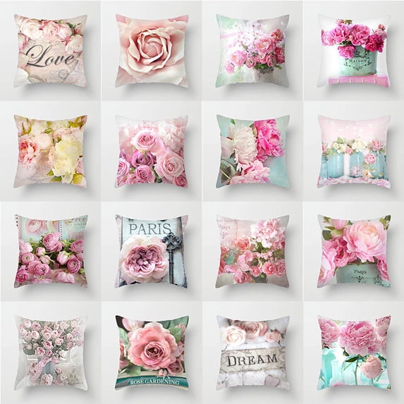 Yoyauz Rose Pillowcase 18"×18", Sofa Bedside Cushion Pillowcase, Polyester Home Pillowcase
