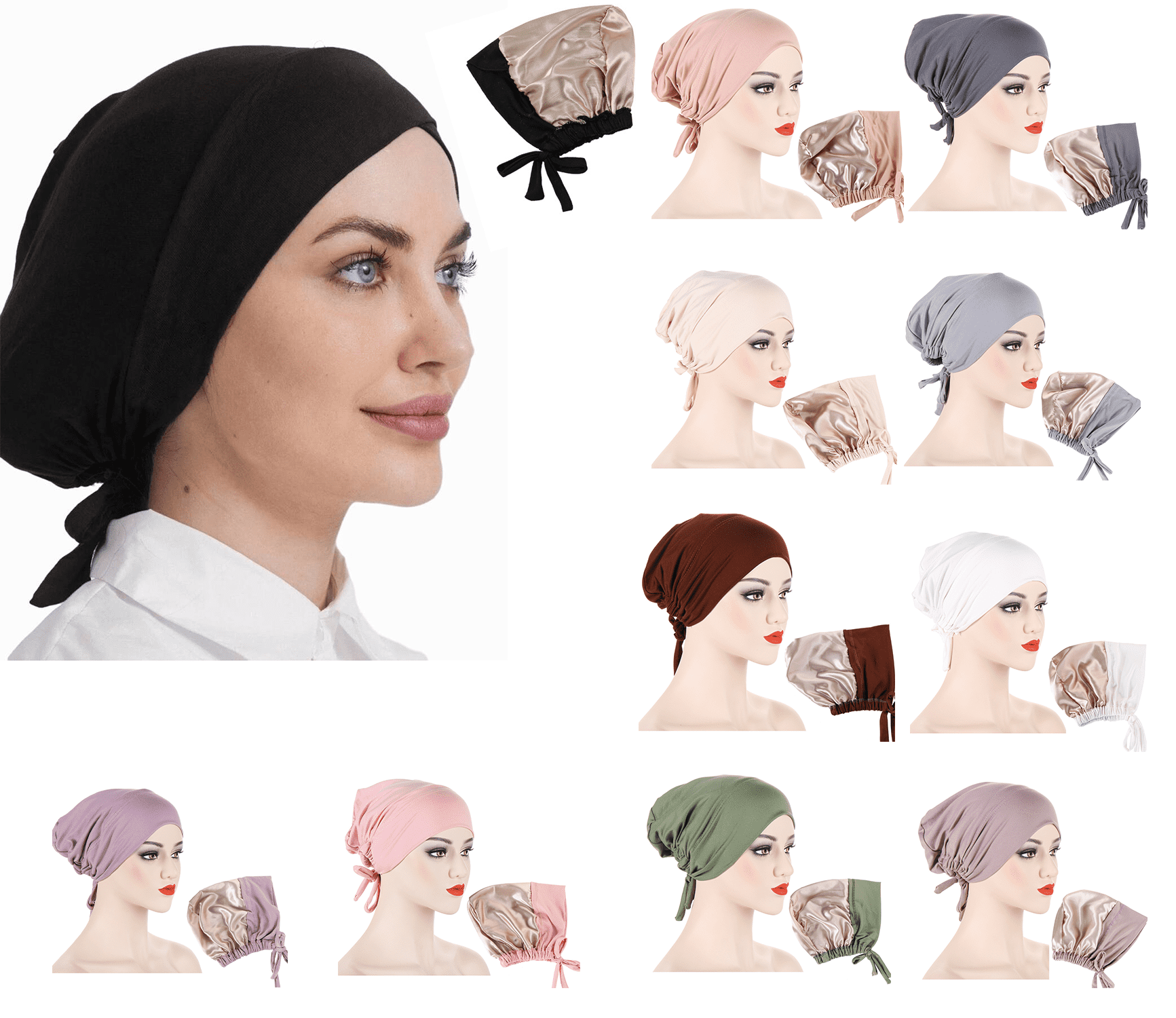 Yoyauz Silk Satin Bonnet Hair Wrap, Adjustable Silk Bonnets for Women ...