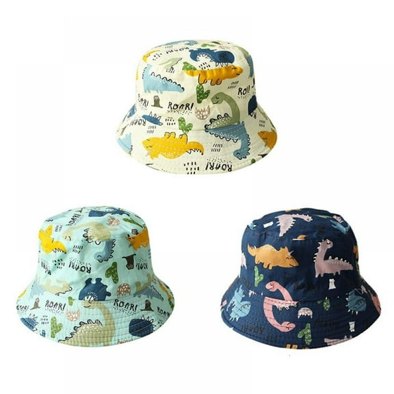 Yoyauz Summer Baby Boys Girls Toddler Cartoon Animal Print Bucket Hats Caps Reversible Sun Headwear