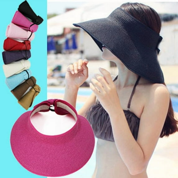 Yoyauz Summer brimmed sun hat, sunscreen, UV protection, empty top hat, foldable straw hat for beach outing