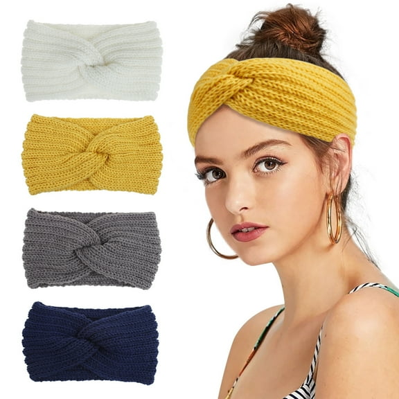 Yoyauz Thick Knitted Headband Knitting Winter Headband Earmuff Crochet Hijab Ladies Girls