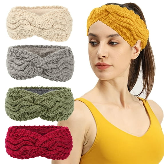 Yoyauz Thick Knitted Headband Knitting Winter Headband Earmuff Crochet Hijab Ladies Girls